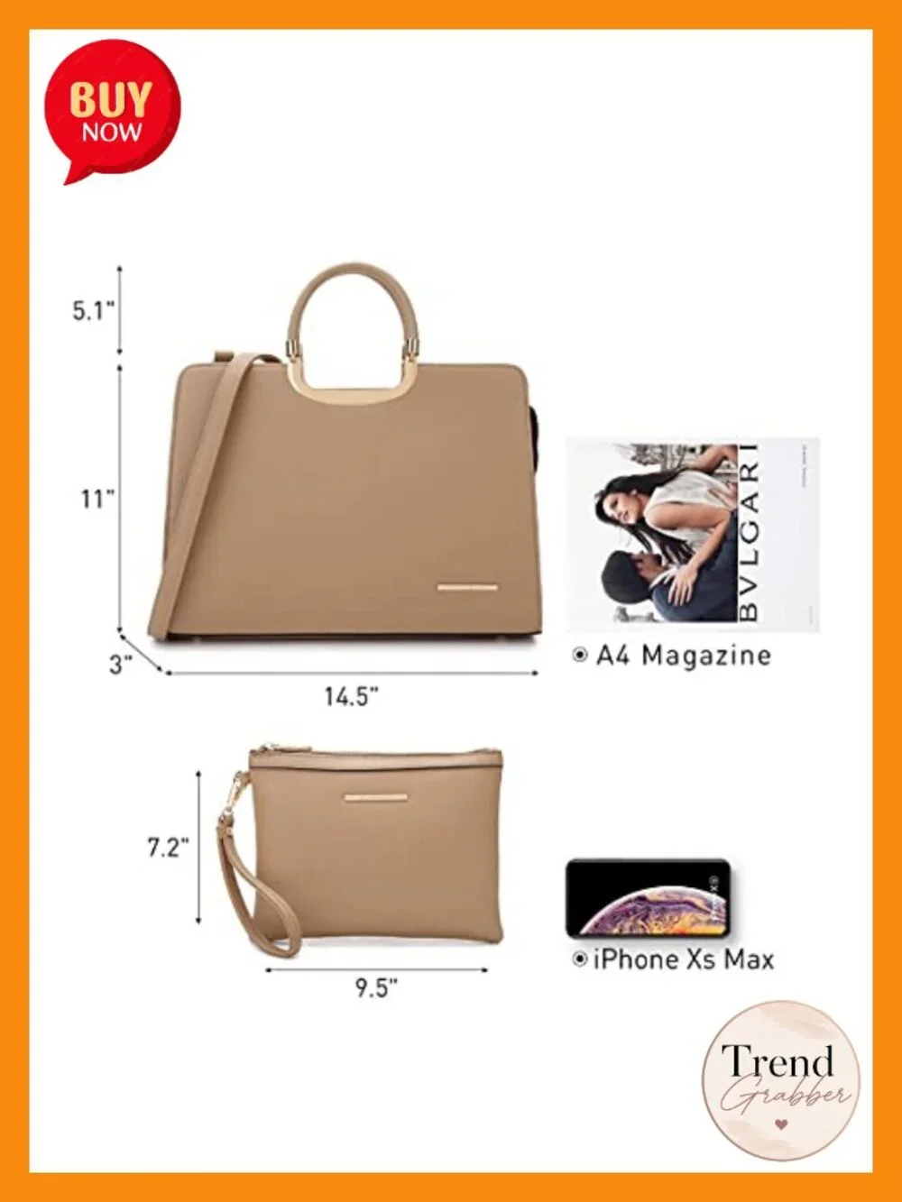 Vegan PU Leather Satchel Purse with Matching Wallet Top Handle Shoulder Bag